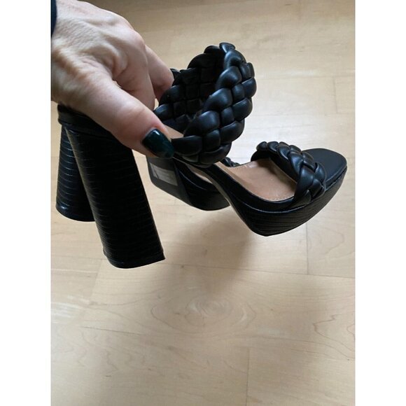 DV Dolce Vita Bnwot "Pressley" Black Braid Block Heel Sandals New - Picture 5 of 8